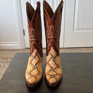 Lucchese Handmade Brown and Tan Cowboy Boots.